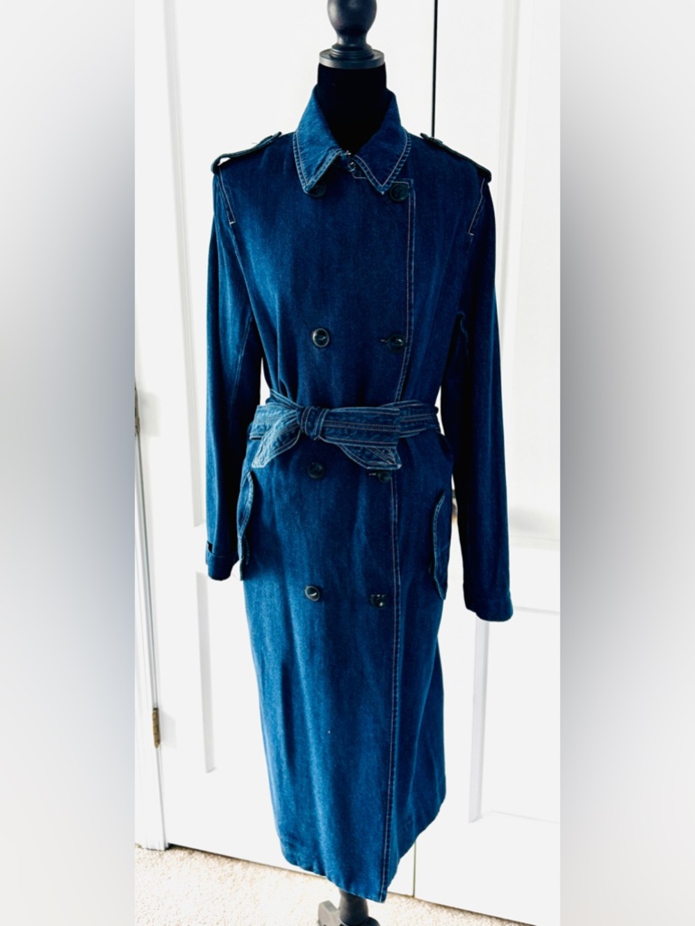 Dark Indigo Denim Trench Coat/Dress with Belt
